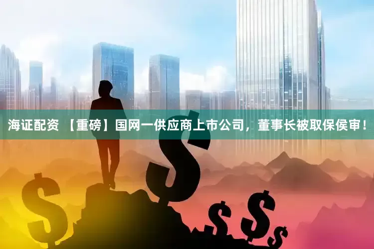 海证配资 【重磅】国网一供应商上市公司，董事长被取保侯审！